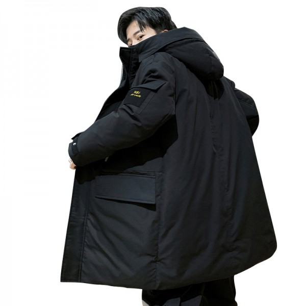 Haoteng clothing autumn and winter new Korean fashion thickened warm tooling men's coat tide down jacket men's medium length