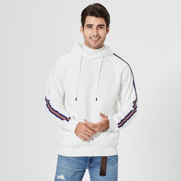 Spring new men's sweater youth fashion simple striped hooded couple's sweater men's and women's one customized logo