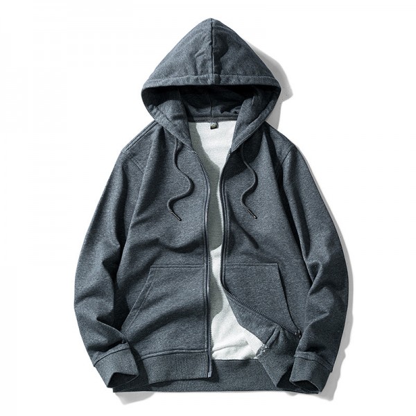 Autumn and winter thin round neck cardigan with cap men's long sleeve customized advertising shirt logo work clothes