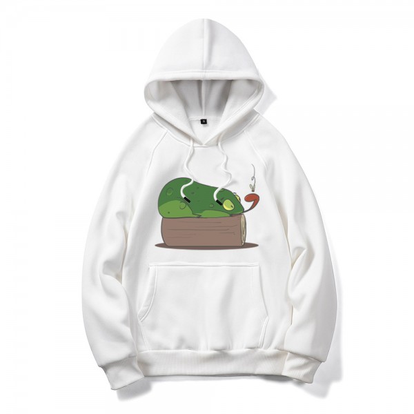 Autumn and winter cross border New Youth DIY cartoon chameleon flower sweater large size long sleeve men's Hooded Sweater