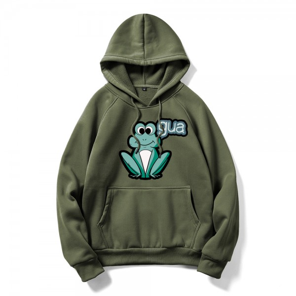 Autumn and winter cross border New Youth DIY frog Gua printed sweater large size long sleeve men's Hooded Sweater