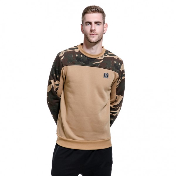 Cross border foreign trade autumn and winter new men's large round neck men's casual camouflage Fleece Pullover