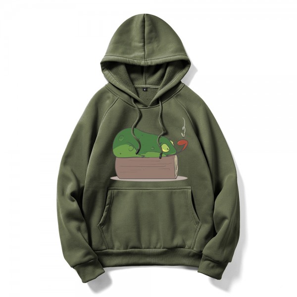 Autumn and winter cross border New Youth DIY cartoon chameleon flower sweater large size long sleeve men's Hooded Sweater