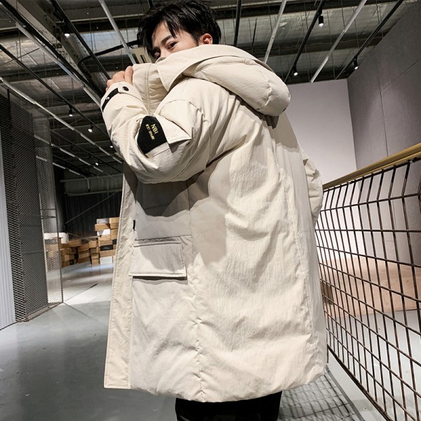 Haoteng clothing autumn and winter new Korean fashion thickened warm tooling men's coat tide down jacket men's medium length