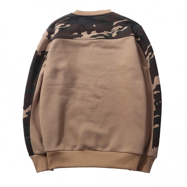 Cross border foreign trade autumn and winter new men's large round neck men's casual camouflage Fleece Pullover