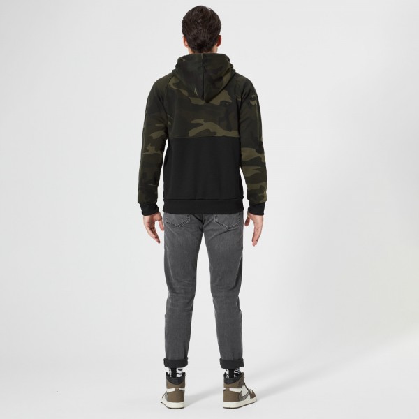 2021 Amazon new large size camouflage stitched Sweater Hoodie men's sweater large pocket stitched jacket