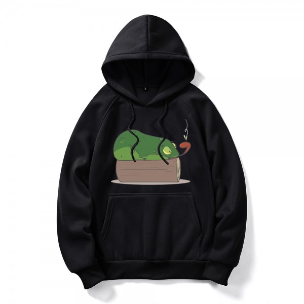 Autumn and winter cross border New Youth DIY cartoon chameleon flower sweater large size long sleeve men's Hooded Sweater