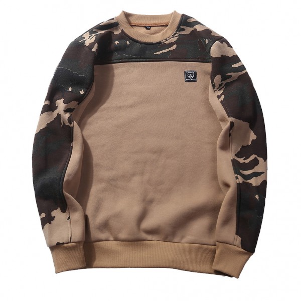 Cross border foreign trade autumn and winter new men's large round neck men's casual camouflage Fleece Pullover