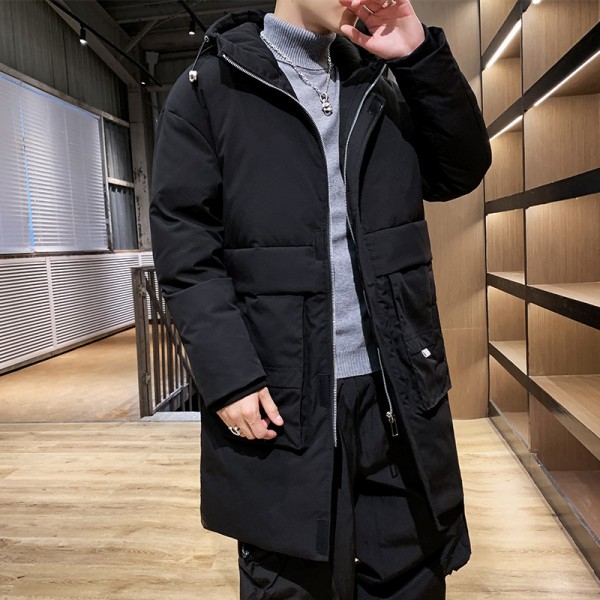Haoteng clothing autumn and winter new Korean fashion thickened warm tooling men's coat tide down jacket men's medium length