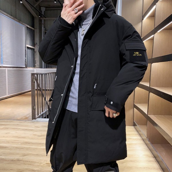 Haoteng clothing autumn and winter new Korean fashion thickened warm tooling men's coat tide down jacket men's medium length