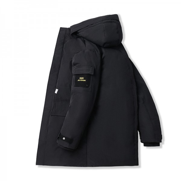 Haoteng clothing autumn and winter new Korean fashion thickened warm tooling men's coat tide down jacket men's medium length