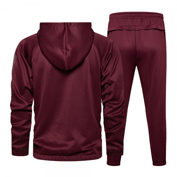 2021 Amazon large color contrast sports suit men's autumn and winter new loose casual men's two piece suit