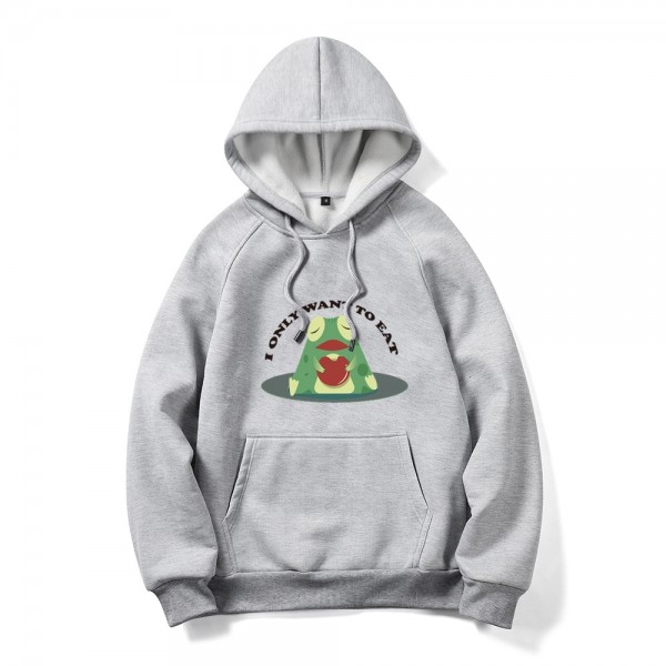 Autumn and winter cross border New Youth DIY cute frog printed sweater large size long sleeve men's Hooded Sweater