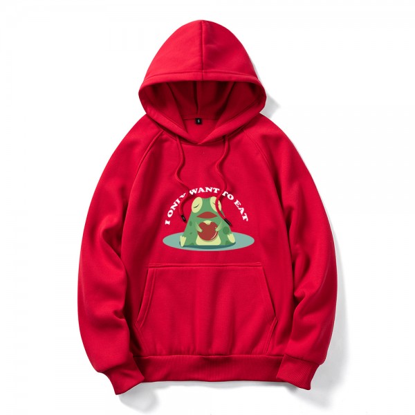 Autumn and winter cross border New Youth DIY cute frog printed sweater large size long sleeve men's Hooded Sweater