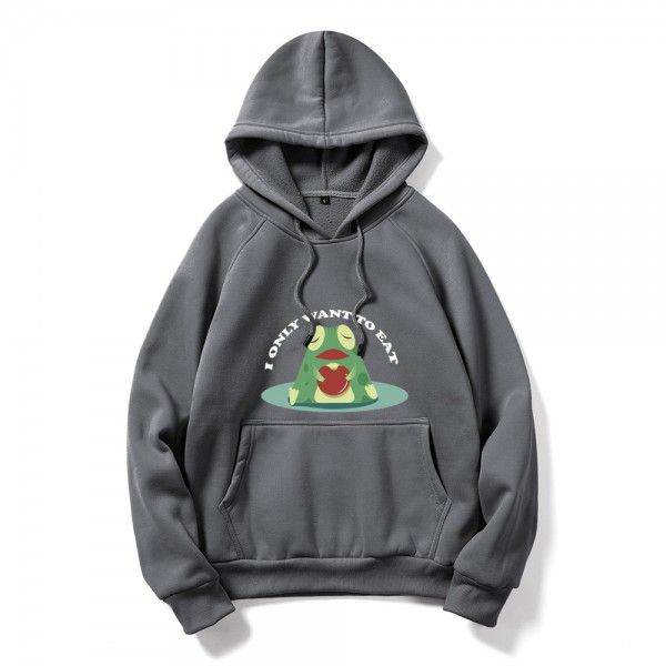 Autumn and winter cross border New Youth DIY cute frog printed sweater large size long sleeve men's Hooded Sweater