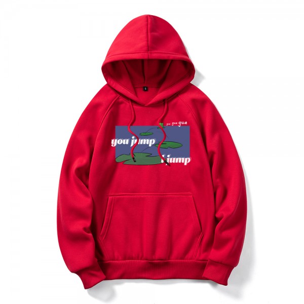 Autumn and winter cross border New Youth DIY frog jump printed sweater large size long sleeve men's Hooded Sweater