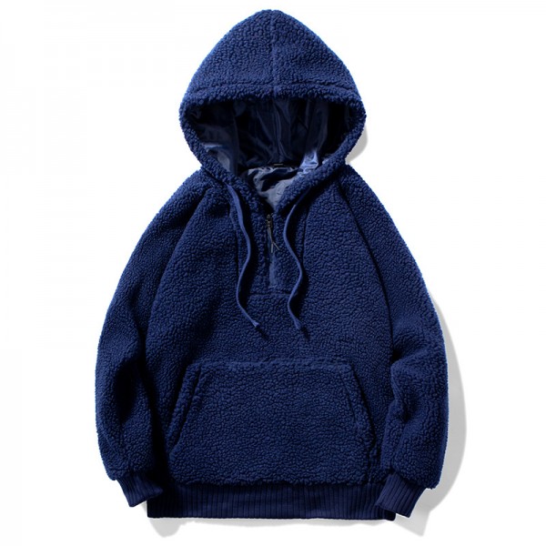 Oversize hooded women's sweater couple's same sweater cashmere warm cross border new stand collar cotton padded women's clothing