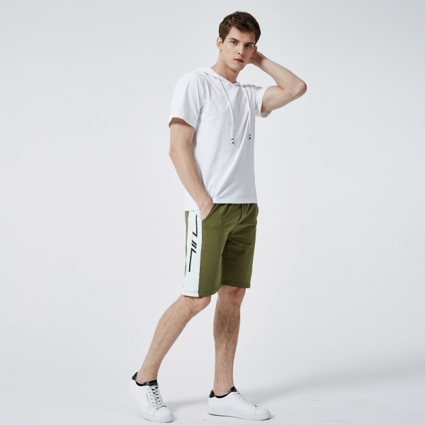 Men's two piece suit 2021 summer new sweater men's short sleeve trend hooded Casual Short Sleeve shorts men's suit