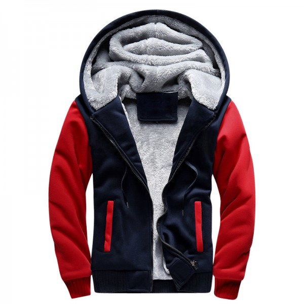 Amazon cardigan sweater men's Plush thickened sweater Street Hoodie hoodie coat large men's cotton padded jacket