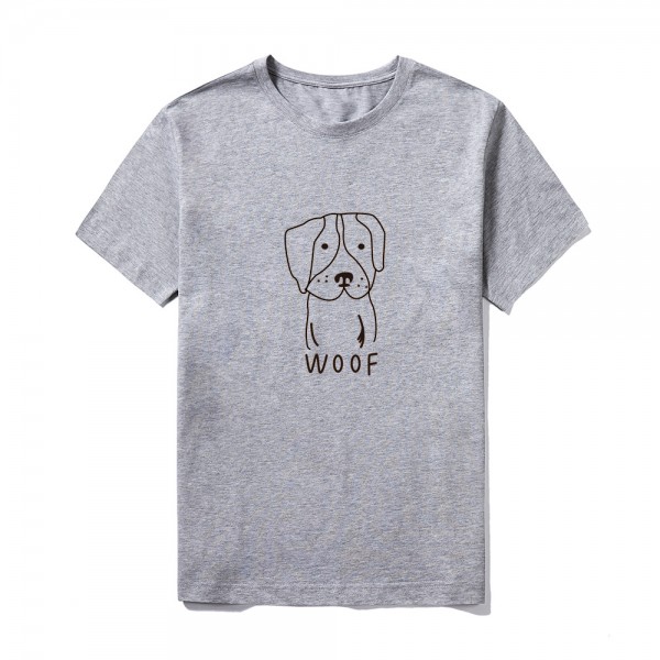 2021 summer group building logo customized short sleeve top large round neck solid color Cute Dog Print T-shirt