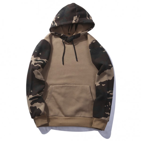 Amazon new men's autumn and winter casual sweater camouflage color matching hooded large size sweater wholesale top wish