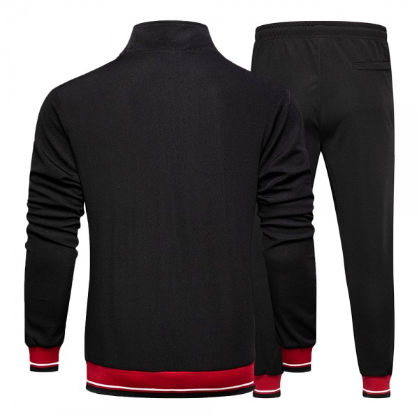 2021 new sportswear men's spring autumn color contrast zipper cardigan Color Matching comfortable trend versatile suit