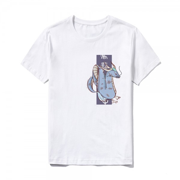 2021 summer Amazon large round neck solid cartoon dragon print T-shirt group logo custom short sleeve top