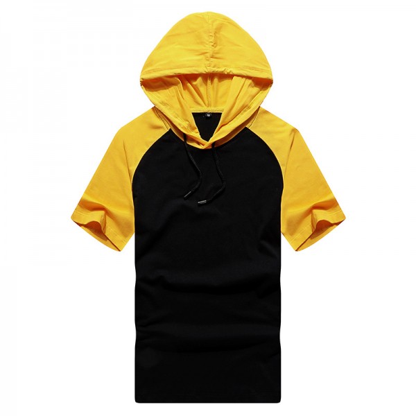 Couple's new summer hooded T-shirt fresh color contrast trend tennis sportswear versatile fashion comfortable short sleeves