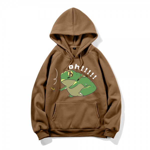 Cross border lovers in autumn and winter of 2020 big DIY garden frog print customized sweater youth loose sweater