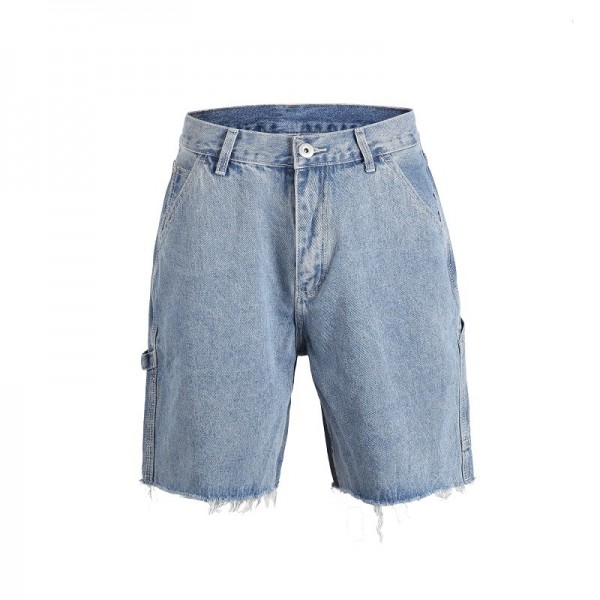 Men's Denim Shorts Europe and America casual loose daddy denim shorts hip hop skateboard 5-point jeans men