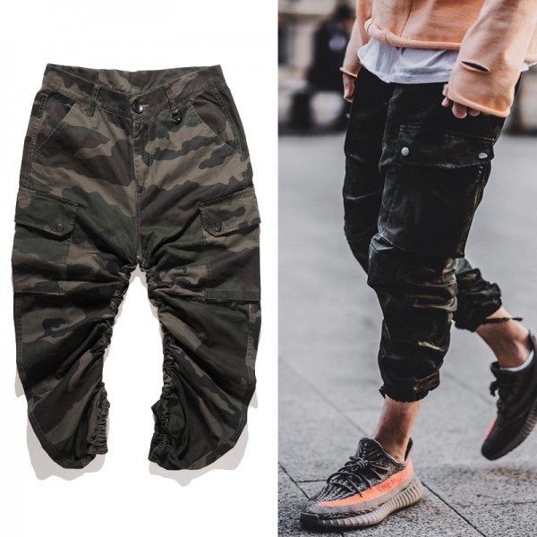 Men's wear Europe and America high street men's casual pants camouflage overalls cutlass rubber band Leggings casual pants men's wholesale