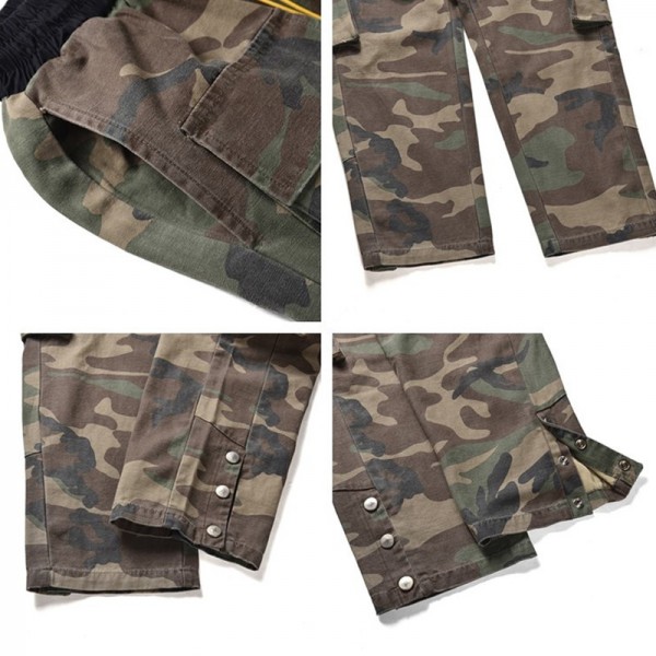 2020 new Bieber same fog high street wash Multi Pocket camouflage pants ins trend overalls men