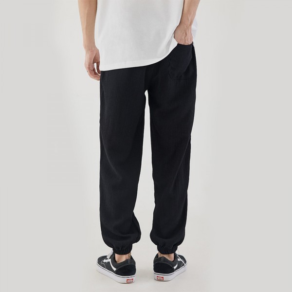 Yizhi urban youth thin black casual Leggings summer new pocket small label drawstring men's pants