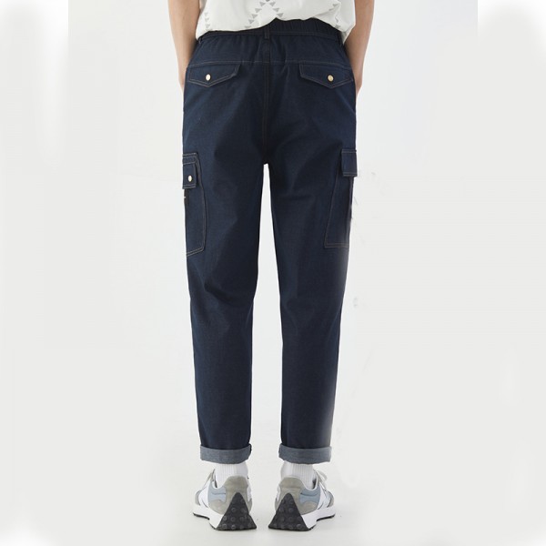 Yezhi men's jeans men's work pants 2021 spring new Japanese simple Multi Pocket casual jeans