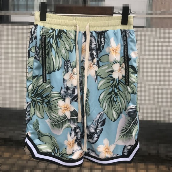 New ins net in summer of 2019 red Kanye Bibo loose hanging crotch baggy pants flower leisure sports basketball shorts for men