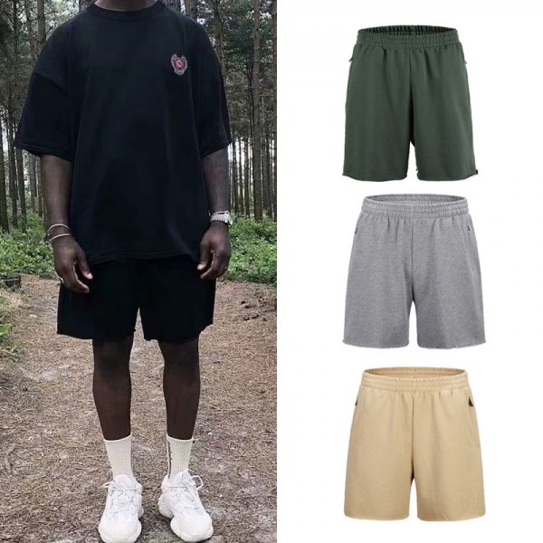 European and American yeezy style basic zipper pocket flash solid color shorts men's and women's pants ins trendy Kan Yetong