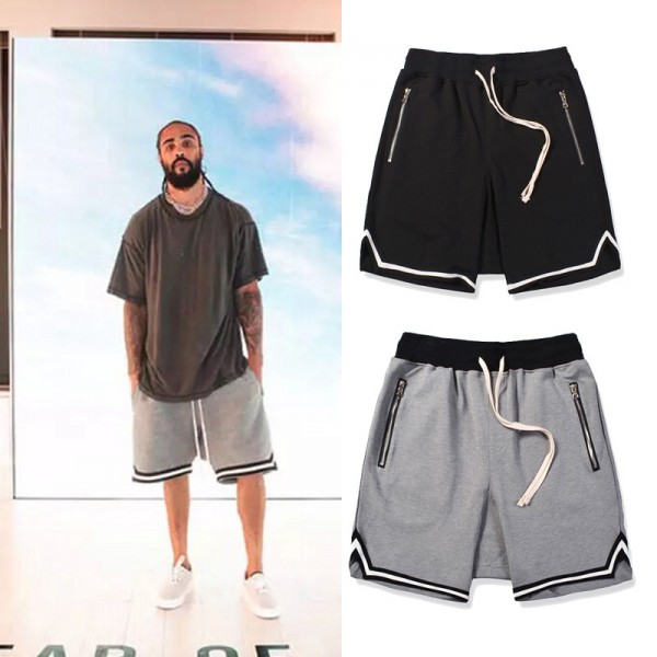 Europe and the United States high street Kanye the same fearof godfog season 5 drop crotch split zipper drawstring shorts for men