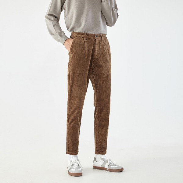 Men's loose solid corduroy trousers autumn new thick pants men's trend business casual pants