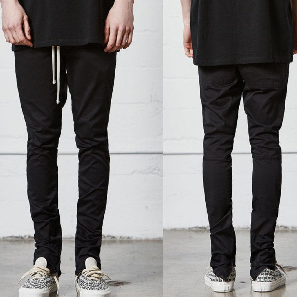 Bibo's same 2017 new product looks like fog black soul pants leg inside zipper slim fit casual pants for men