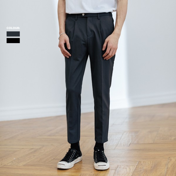 Autumn 2020 new slim solid color pants men's Korean Trend versatile tapered small foot Capri casual pants
