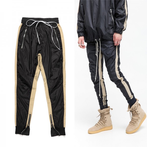 European and American high street trend new men's wear side Stripe Men's sportswear zipper Leggings hip hop casual pants men's wear