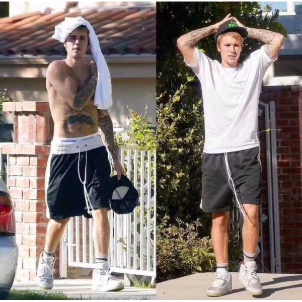 2020 summer new men's high street ins trend Capris Bieber same letter print hip hop drawstring shorts