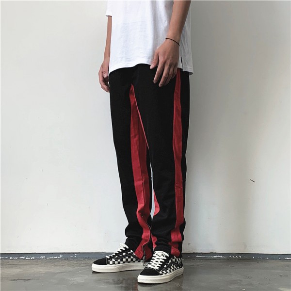 2020 new Kanye Bieber same ins contrast sports leg zipper men's and women's fog style casual pants