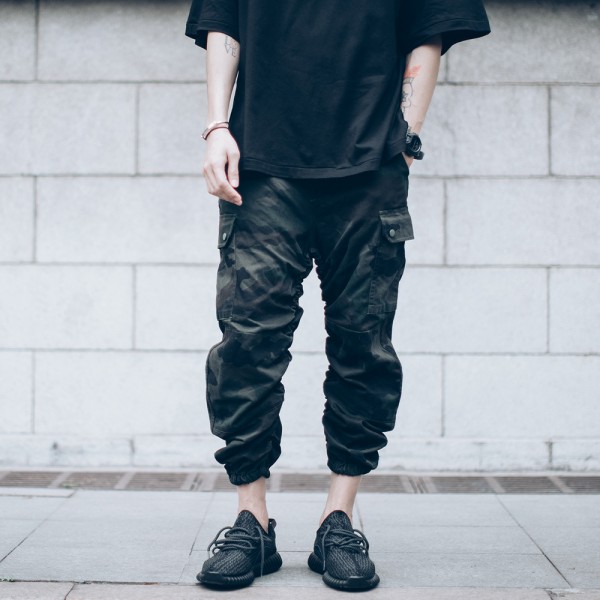 Men's wear Europe and America high street men's casual pants camouflage overalls cutlass rubber band Leggings casual pants men's wholesale