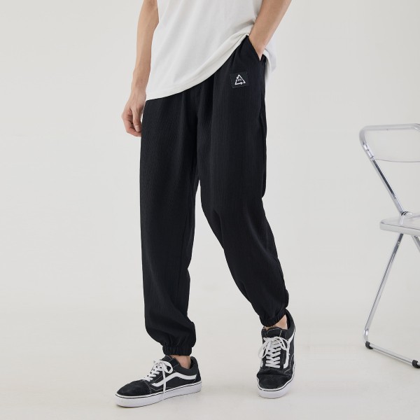 Yizhi urban youth thin black casual Leggings summer new pocket small label drawstring men's pants