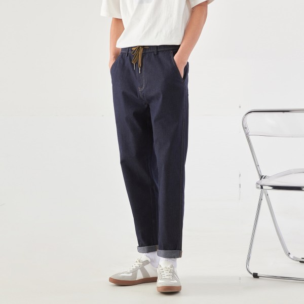 Men's simple jeans casual pants men's 2021 spring ...