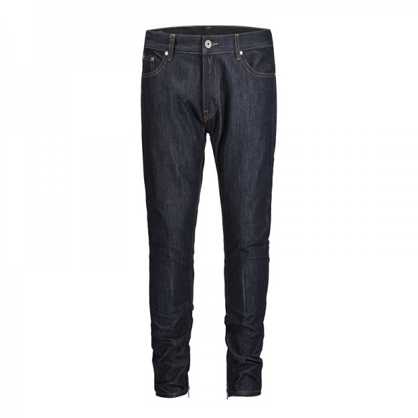 2018 new men's jeans European and American high street trend primary color denim leg zipper slim leg long pants