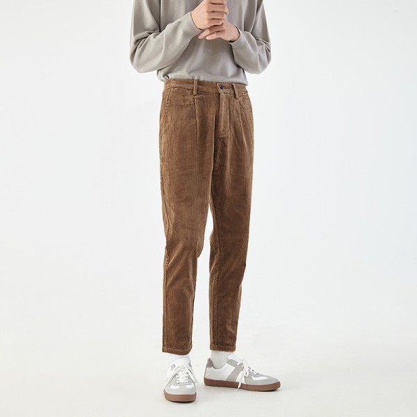 Men's loose solid corduroy trousers autumn new thick pants men's trend business casual pants