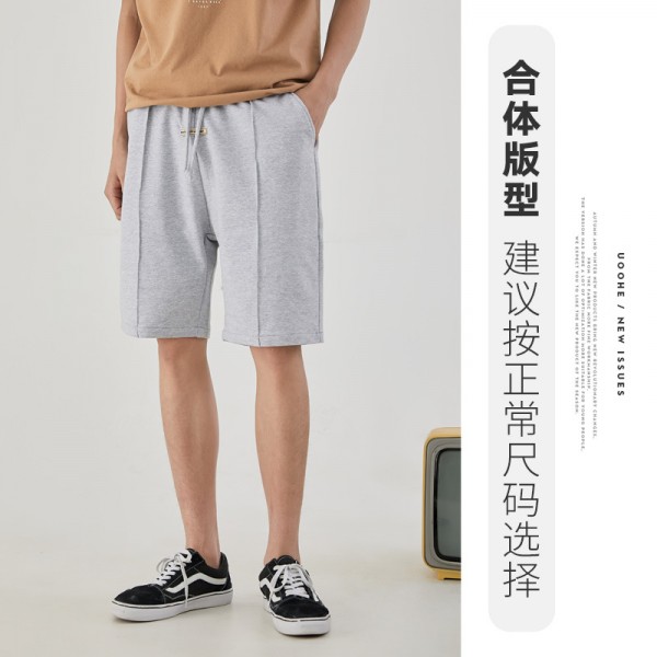 Yizhi men's urban grey sports casual pants men's 2021 summer new thin waistband knitted shorts