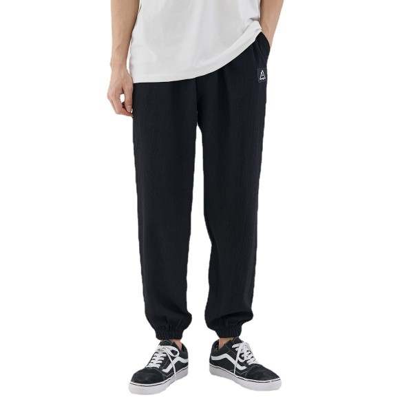 Yizhi urban youth thin black casual Leggings summer new pocket small label drawstring men's pants